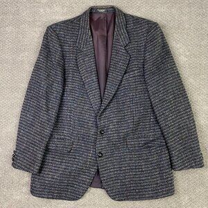 Vintage Harris Tweed Blazer Sport Coat Men's 44R but fits like 42S Blue Gray